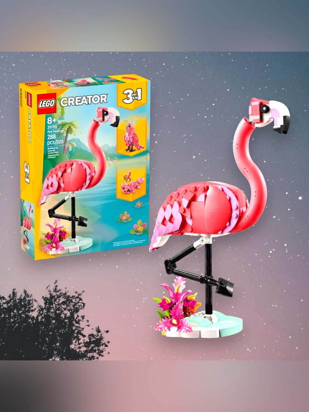 LEGO Creator #31170: 3 in 1 Animals Pink Flamingo Building Set - 288 Pcs